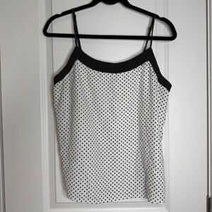 Skies Are Blue Womens Polka Dot Camisole Top Black White Spaghetti Strap Large